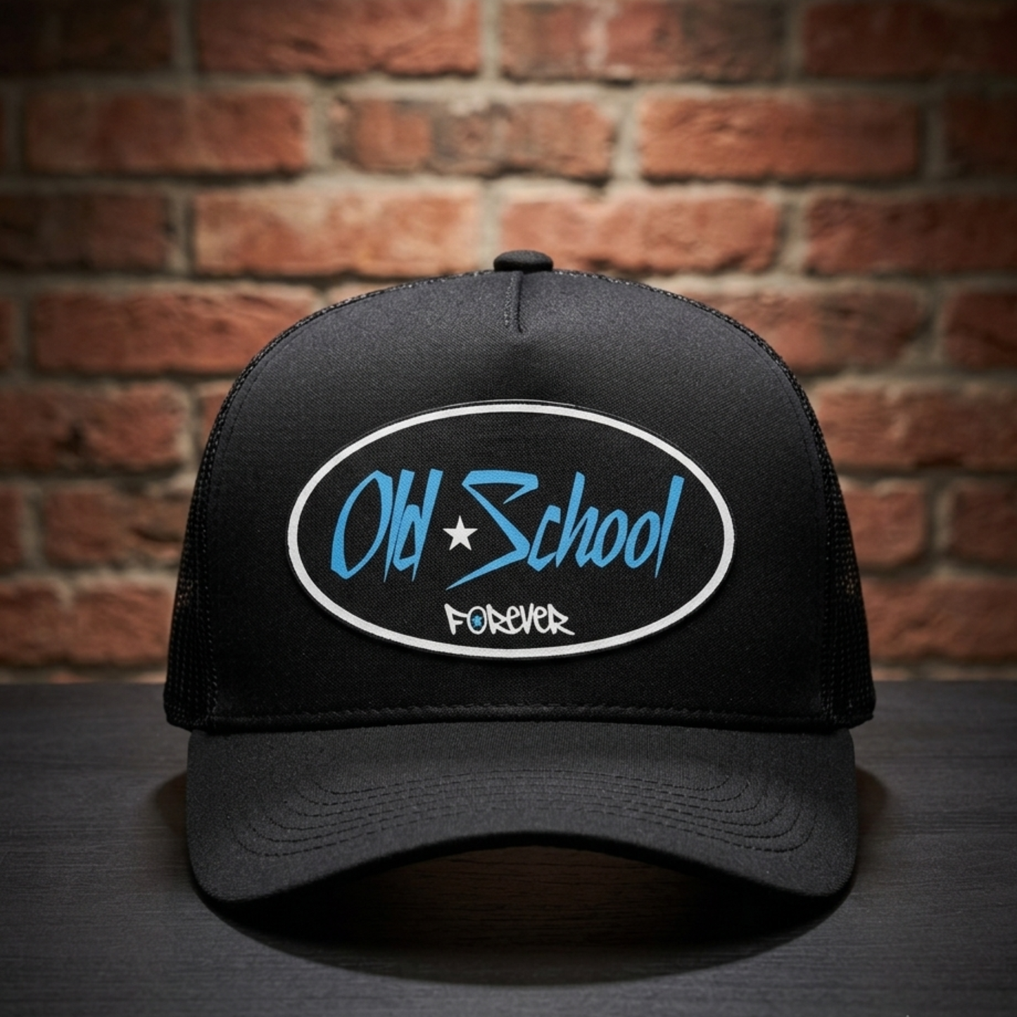 White and Classic Blue Trucker Hat